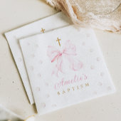 Serviette En Papier Perles de Bow rose fille Baptême