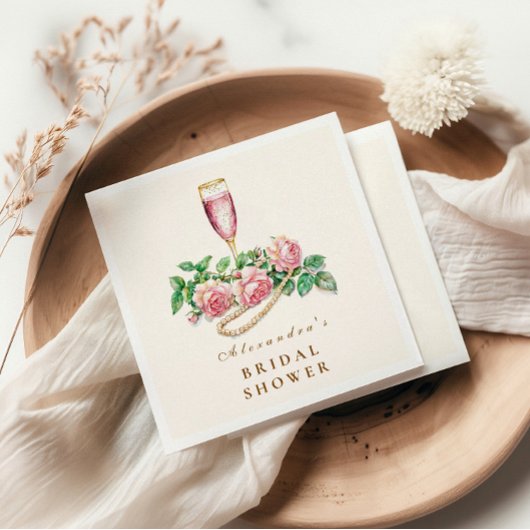Serviette En Papier Perles de Rose et Fête des mariées de poursuites
