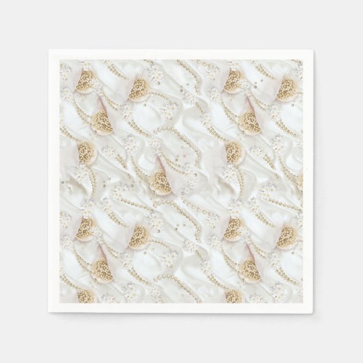 Serviette En Papier Perles en soie blanche-ivoire et en ivoire de la c (Devant)