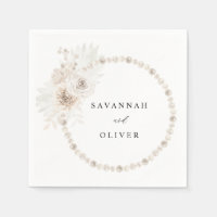 Perles et blanc Nom floral Napkins 2