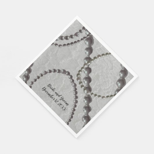 Serviette En Papier Perles et dentelle Mariage serviettes (Coin)