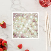Serviette En Papier Perles et marguerite rose (En situation)