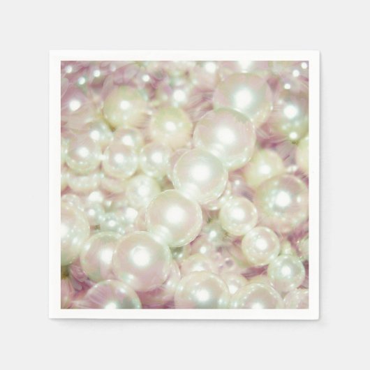 Serviette En Papier Perles et marguerite rose (Devant)