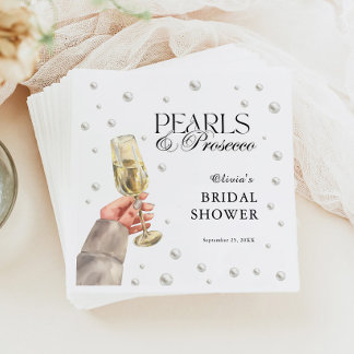 Serviette En Papier Perles et Prosecco Elegant Fête des mariées Brunch