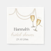 Serviette En Papier Perles et prosecco Élégante douche de mariée (Devant)