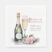 Serviette En Papier Perles et prosecco : Élégante fête prénuptiale flo (Devant)