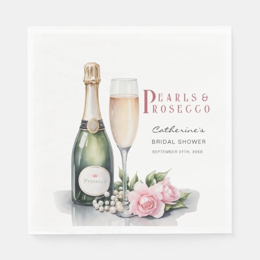 Serviette En Papier Perles et prosecco : Élégante garden-party de mari (Devant)