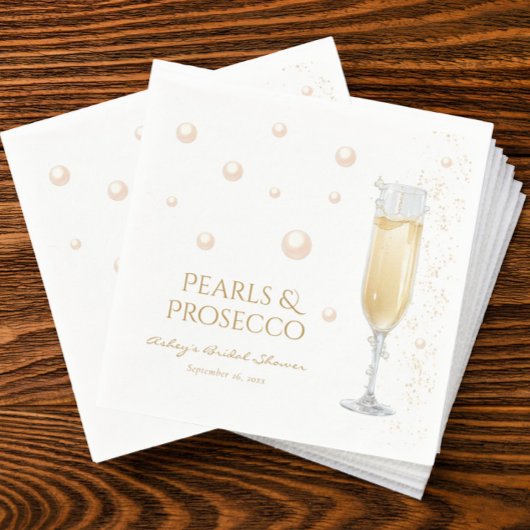 Serviette En Papier Perles et Prosecco pour l'enterrement de vie de je