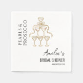 Serviette En Papier Perles et Prosecco pour une Mariée (Devant)