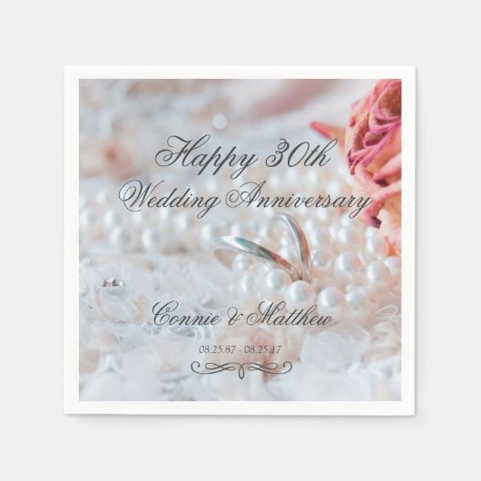 Serviette En Papier Perles mariages 30e anniversaire de Mariage (Devant)