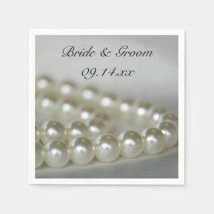 Serviette En Papier Perles Mariages blanches