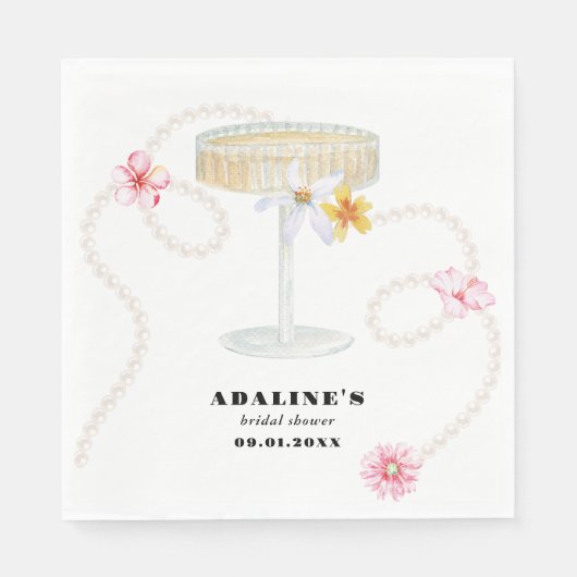 Serviette En Papier Perles, Pétales & Prosecco | Perles & Pétales Mari (Devant)