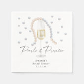 Serviette En Papier Perles & Prosecco - douche nuptiale (Devant)