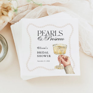 Serviette En Papier Perles & Prosecco Élégante Fête des mariées Brunch