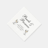 Serviette En Papier Perles & Prosecco Élégante Soirée de Mariage (Coin)