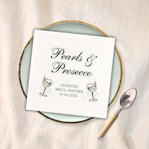 Serviette En Papier Perles & Prosecco Élégante Soirée de Mariage