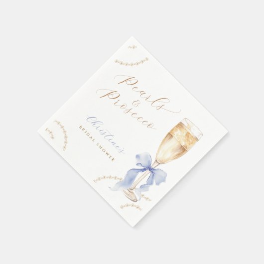 Serviette En Papier Perles & Prosecco Fête des mariées bleue Napkins (Coin)