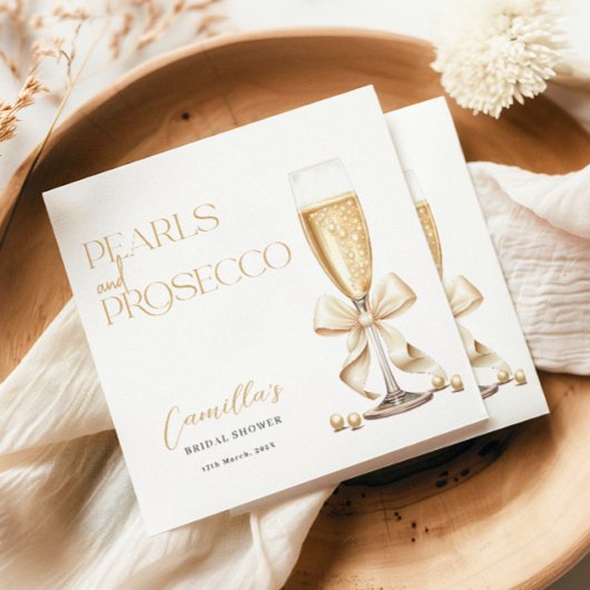 Serviette En Papier Perles & Prosecco Or Minimal Mariage