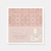 Serviette En Papier Perles & Prosecco Rose Gold & Blush Enterrement de (Devant)
