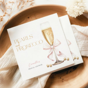 Serviette En Papier Perles roses et bow de prosecco pour la douche de 