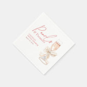 Serviette En Papier Perles White Bow & Prosecco Blush Shower de Mariée (Coin)