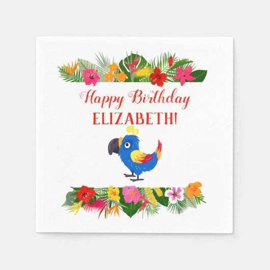 Serviette En Papier Perroquet d'anniversaire tropical (Devant)