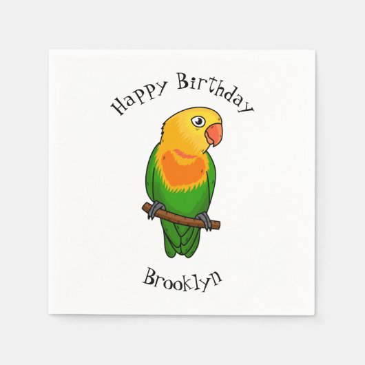 Serviette En Papier Perroquet de caricature mignon lovebird (Devant)