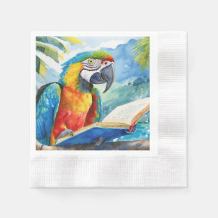 Serviette En Papier Perroquet Sobre lisant un grand livre de rétabliss