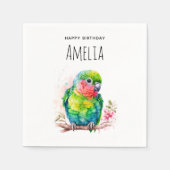 Serviette En Papier Perroquet vert - Bébé mignon Anniversaire (Devant)