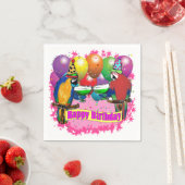 SERVIETTE EN PAPIER PERROQUETS D'ANNIVERSAIRE (En situation)