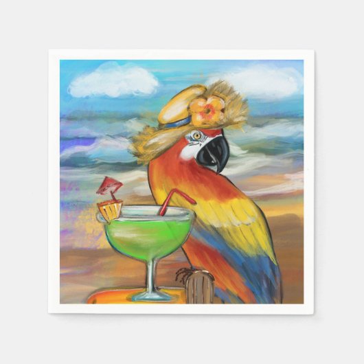 Serviette En Papier Perroquets de fête (Devant)