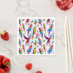Serviette En Papier Perroquets de style aquarelle