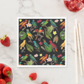 Serviette En Papier Perroquets tropicaux colorés, Feuilles et fleurs (En situation)