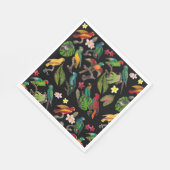 Serviette En Papier Perroquets tropicaux colorés, Feuilles et fleurs (Coin)