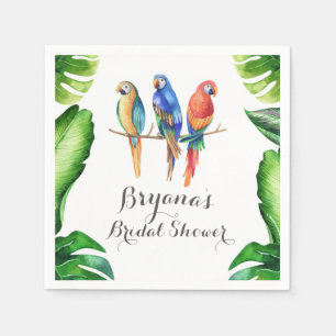 Serviette En Papier Perroquets Tropicaux Oiseaux & Feuilles Fête d'ann