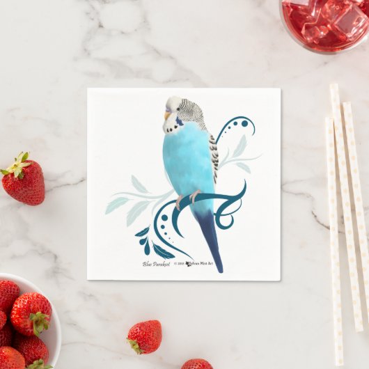 Serviette En Papier Perruche bleue (En situation)