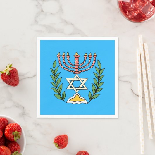 Serviette En Papier Persian Magen David Menorah (En situation)