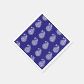 Serviette En Papier Persian tile paisley - white on indigo blue (Coin)