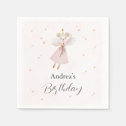 Serviette En Papier Persinalized Pastel Pink Baby Mouse Cute Napkin (Devant)