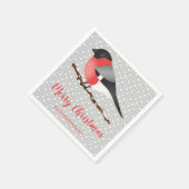 Serviette En Papier Personalizable Winter Bird & Joyeux Texte de Noël (Coin)