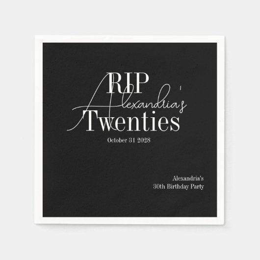 Serviette En Papier Personalized 30th birthday RIP 20s party (Devant)