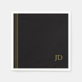 Serviette En Papier Personalized Black & Gold Monogram  (Devant)