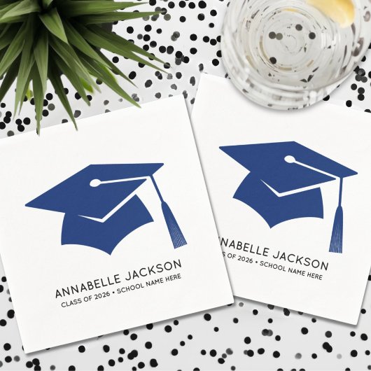 Serviette En Papier Personalized Blue Graduation