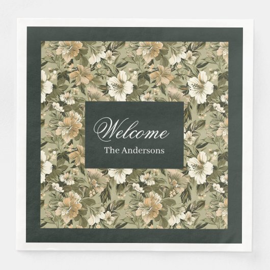Serviette En Papier Personalized Botanical Napkins Lux Gold Accent (Devant)