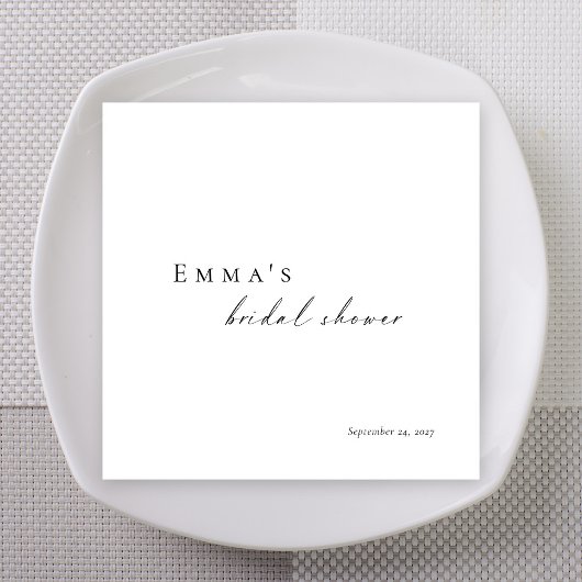 Serviette En Papier Personalized Bridal Shower Napkins | Minimalist