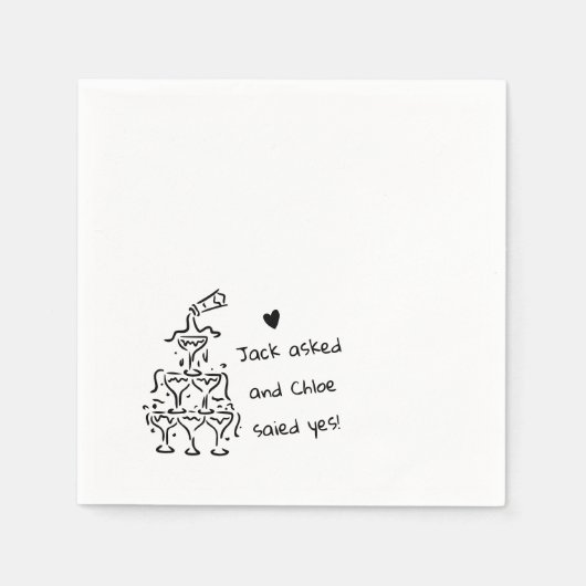 Serviette En Papier Personalized Champagne Glass Tower Wedding Napkins (Devant)