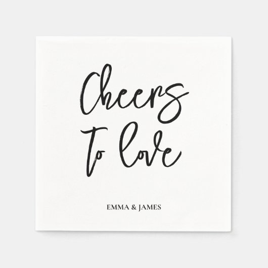 Serviette En Papier Personalized Cheers Wedding Rustic Hand lettering  (Devant)
