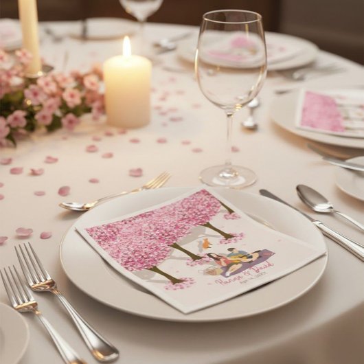Serviette En Papier Personalized Cherry Blossom Picnic Napkins