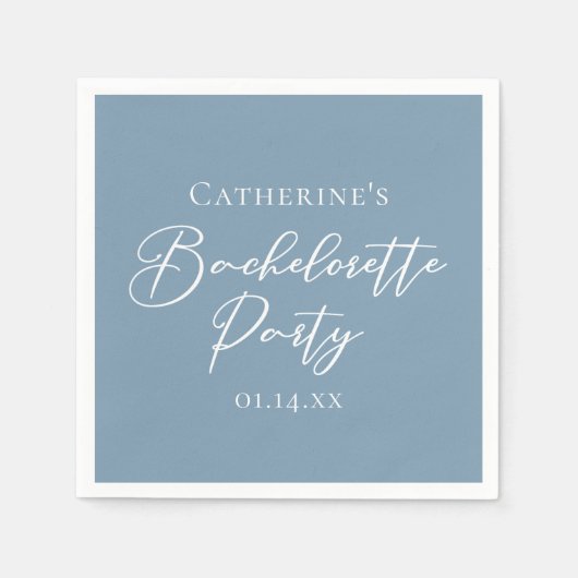Serviette En Papier Personalized Chic Dusty Blue Bachelorette Party (Devant)