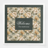 Serviette En Papier Personalized Chic Napkins Green Gold Botanical (Devant)